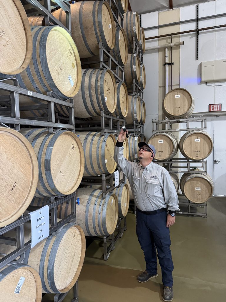 Pest control inspecting winery